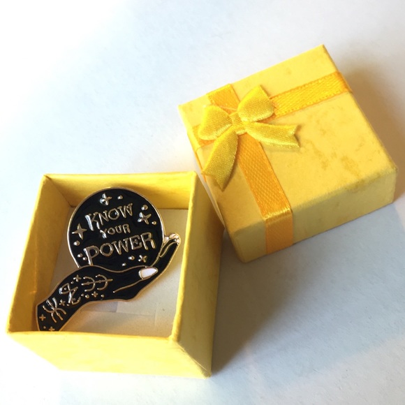 “Know Your Power” hand black metal enamel pin NWT - Picture 7 of 7